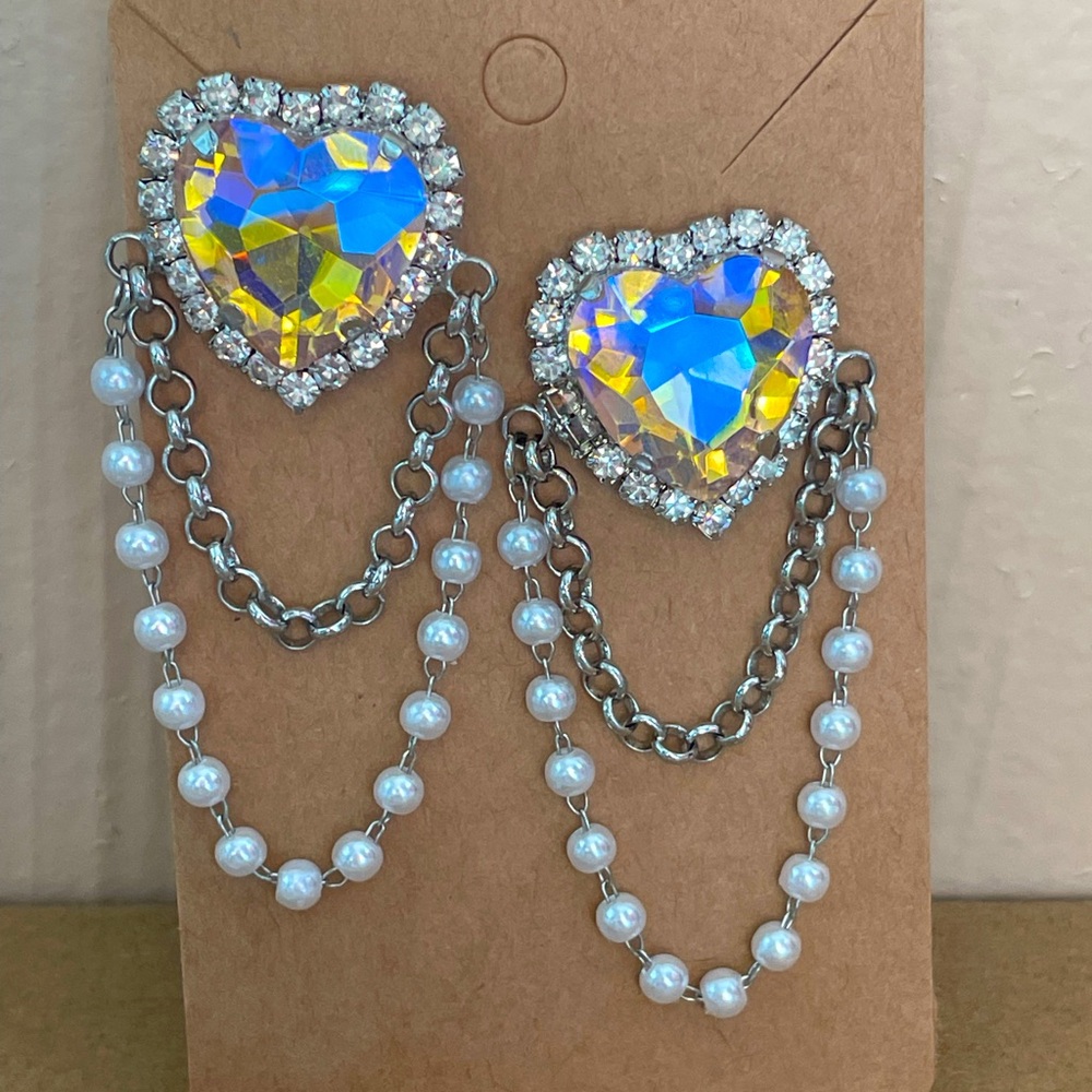 Pink Heart Dangle Earrings